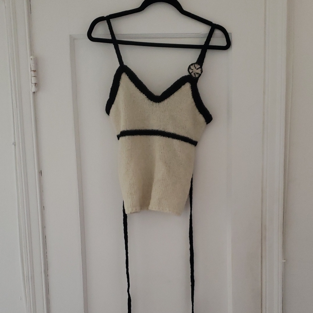 Asta Resort Ivory & Black Camilla Camisole New w/ Tags